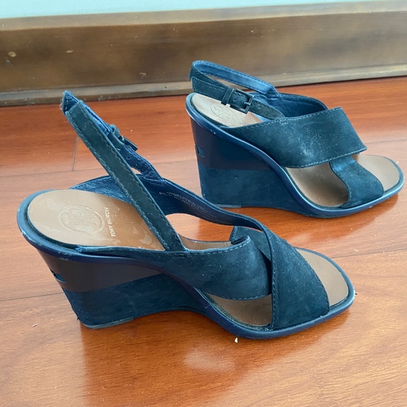 Tory Burch Shoes - TORY BURCH GABRIELLE NUBUCK wedge Sandals navy blue shoes size 6